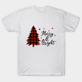 Merry And Bright. Plaid design T-Shirt